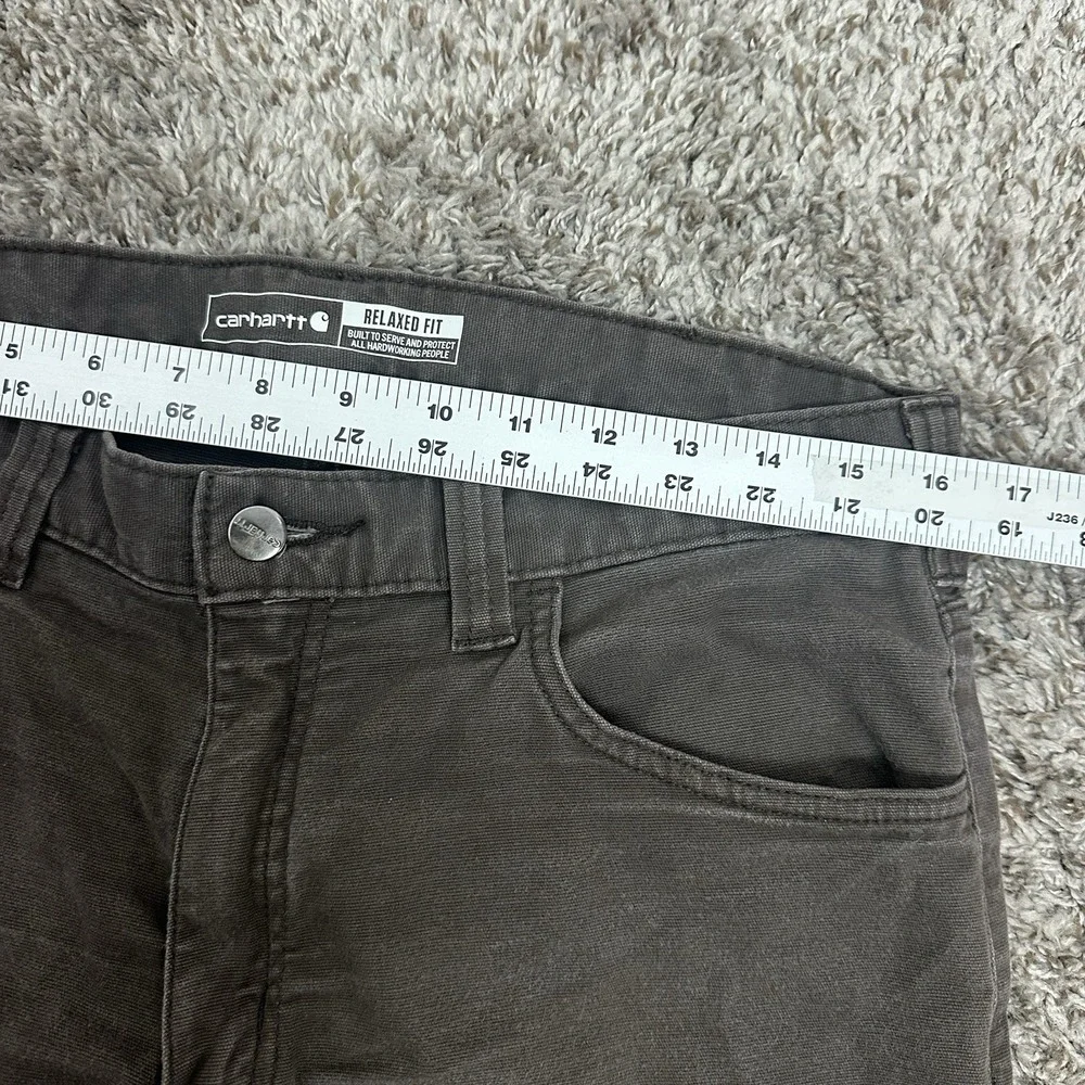 Carhartt Jeans Mens 34x32 Brown Denim Workwear Cargo Pocket Relaxed Rugged Flex